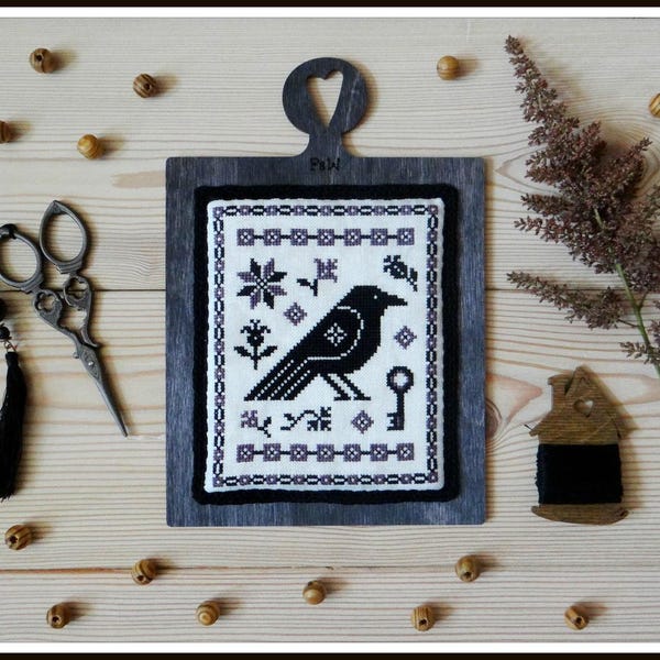 Old Raven Sampler, Cross Stitch Pattern PDF download