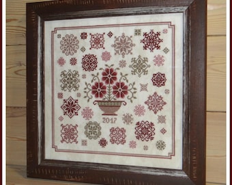 Flower Quaker, Samplers Cross Stitch Pattern PDF download