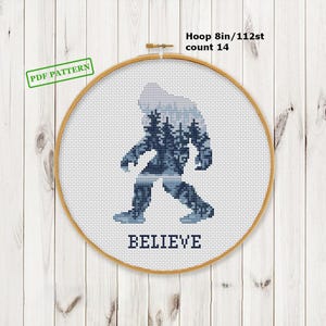 Funny Sasquatch Cross Stitch Pattern Bigfoot PDF download