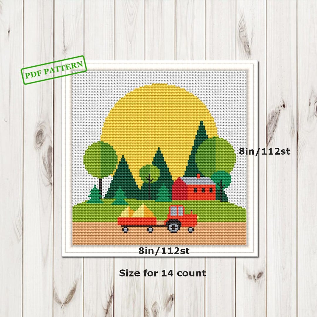 Modern Cross Stitch Landscape Pattern Mountain Forest Nature PDF ...