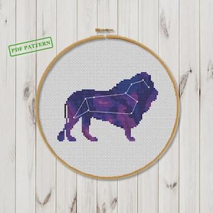Galaxy Leo Cross Stitch Sternenmuster Celestial Leo Constellation, Muster PDF-Download