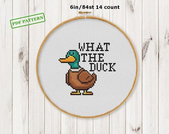 Funny Duck Cross Stitch Pattern  Easy Beginners Mini Modern PDF download