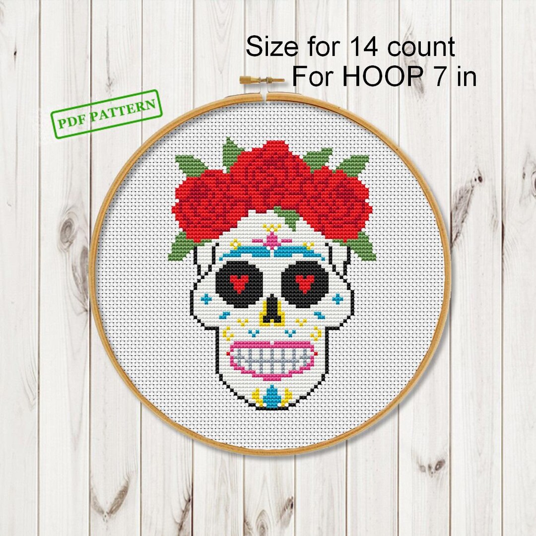 Sugar Skull Cross Stitch Pdf Pattern, Cross Stitch Mexican Pattern PDF ...