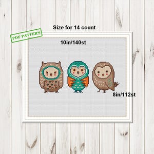 Owls Cross Stitch cute pattern Birds pdf printable pattern decor cute PDF download