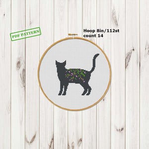 Kattenbloemenpatroon Cats Easy Beginners Mini, kruissteekpatroon pdf-download