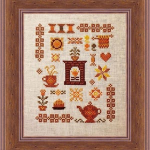 Cozy evening, Sampler Cross Stitch Pattern PDF download