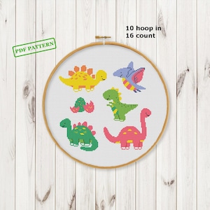 Dinosaur Cross Stitch  pattern Nursery decor Cute Baby Dinosaurs PDF download