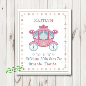 Baby kruissteekpatroon geboorte sampler meisje kruissteek cadeau kruissteek pdf-download