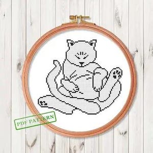 Cat  Funny Pattern Modern Chart ,  cross stitch pattern PDF download