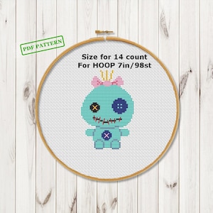 Funny Baby Cross Stitch doll pdf pattern Cute modern Xstitch baby chart PDF download