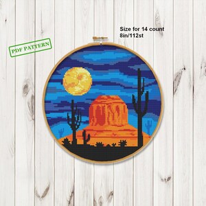Modern Cross Stitch Landscape pattern Mountain  Nature Arizona PDF download