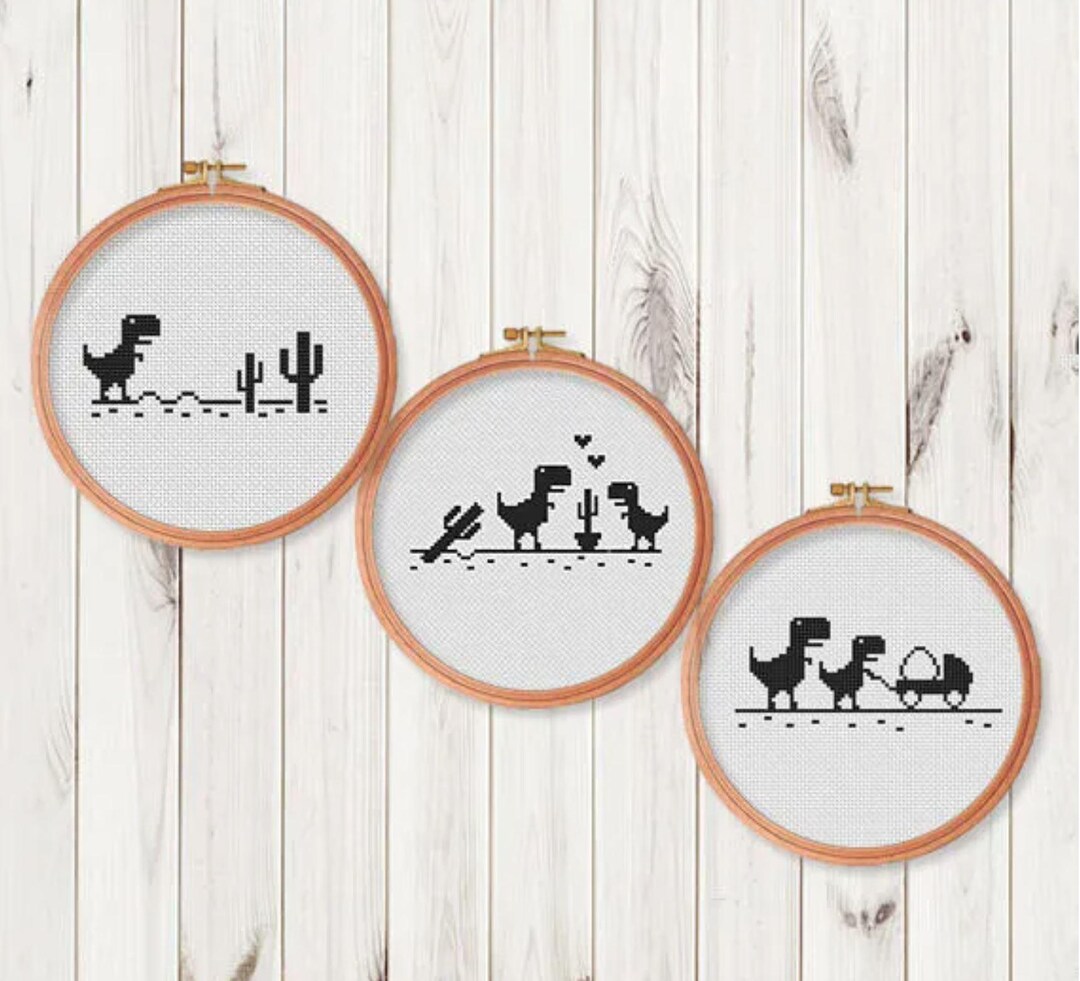 Three Rex Pattern Trex Love Story Cross Stitch Patterns Dinosaur T-rex, Pattern PDF ...