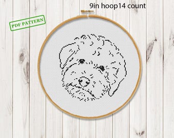 Kruissteek hondenpatroon liefhebbers van goldendoodle pdf-download