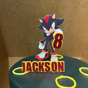 Personalized Shadow the hedgehog cake topper-Sonic cake topper