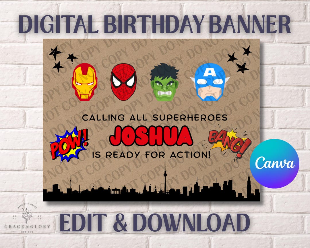 Superhero Banner Template | Editable Canva Banner | Digital Download - Etsy