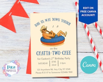 Chatta-Two-Chee 2nd Birthday Invite & Welcome Sign | Editable Canva Template