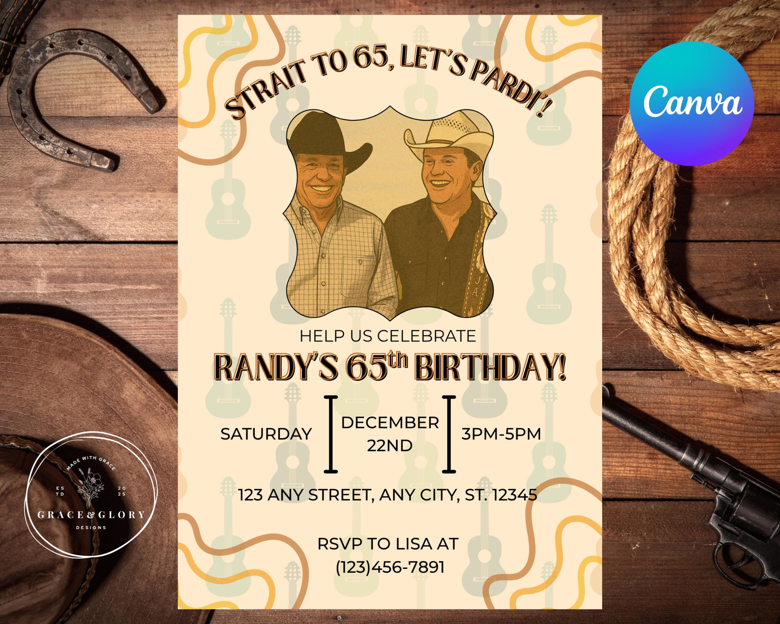 Country Music Birthday Invitation Template | George Strait, Jon