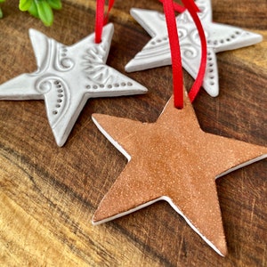 Mini Star Ornament one single White Ceramic Stoneware Pottery Christmas Ornaments image 5