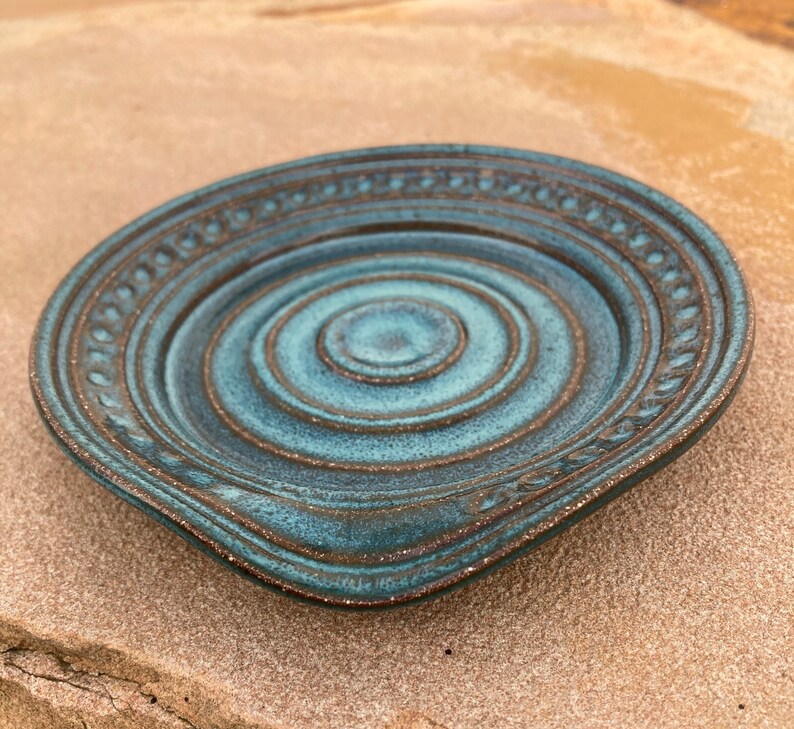 Spoon Rest in Turquoise Ceramic Stoneware Pottery image 2