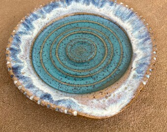 Spoon Rest in Cream and Blue - Ceramic Stoneware Pottery