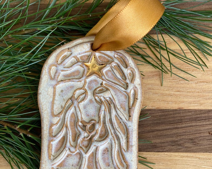Nativity Ornament Cream Ceramic Stoneware Pottery Christmas Ornaments