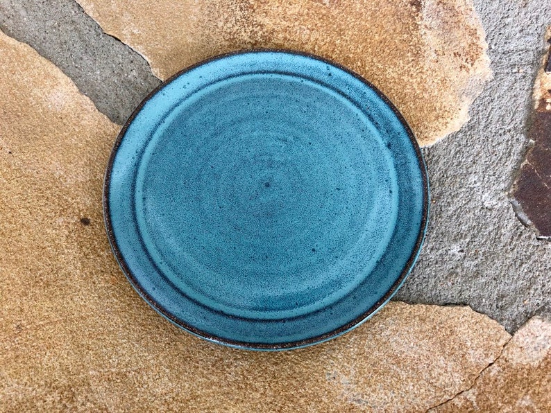 Berry Bowl in Teal Turquoise and Cream Stoneware Pottery Ceramic Colander