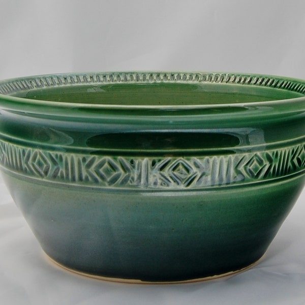 Forest Green Serving Bowl - Ceramic Stoneware Pottery