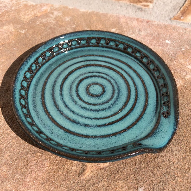 Spoon Rest in Turquoise Ceramic Stoneware Pottery image 6