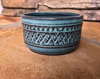 Wine Bottle Holder / Coaster in Turquoise / Teal - Ceramic Stoneware Pottery