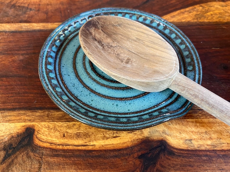 Spoon Rest in Turquoise Ceramic Stoneware Pottery image 4