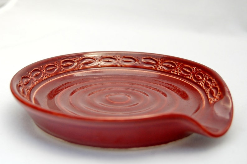 Spoon Rest in Firebrick Red Ceramic Stoneware Pottery image 5