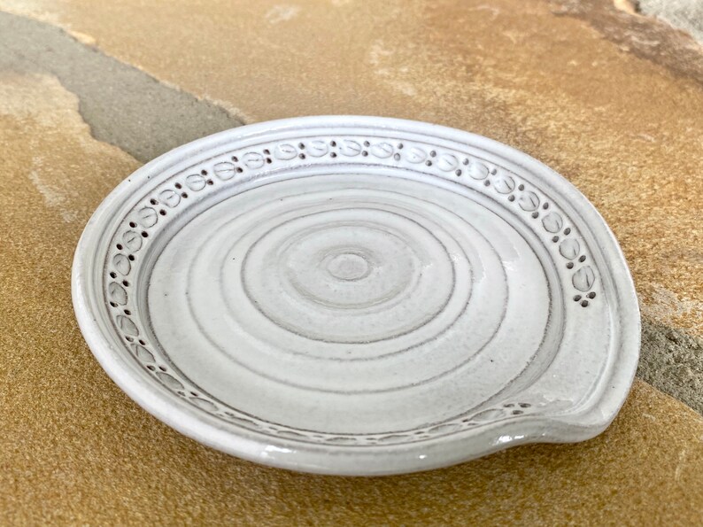 Spoon Rest in Whitewash / Cream / White Stoneware Ceramic Etsy