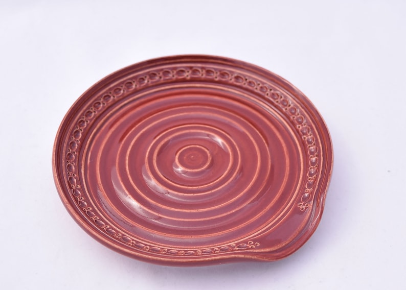 Spoon Rest in Firebrick Red Ceramic Stoneware Pottery image 1