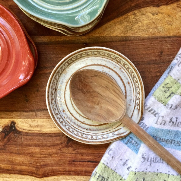 Spoon Rest in Cream - Stoneware Ceramic Pottery