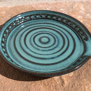 Spoon Rest in Turquoise Ceramic Stoneware Pottery image 1