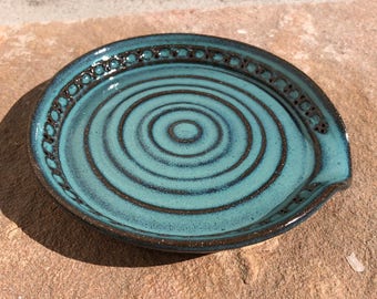 Spoon Rest in Turquoise - Ceramic Stoneware Pottery