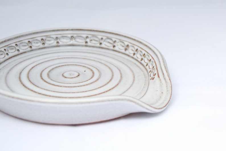 Spoon Rest in Whitewash / Cream / White Stoneware Ceramic Etsy