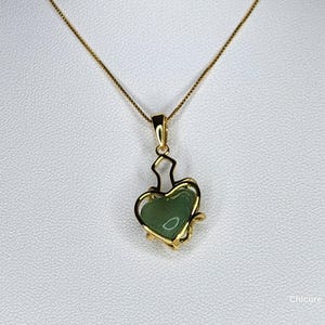 Jade Herz Anhänger: 925 Sterling Silber Einstellbar Halskette