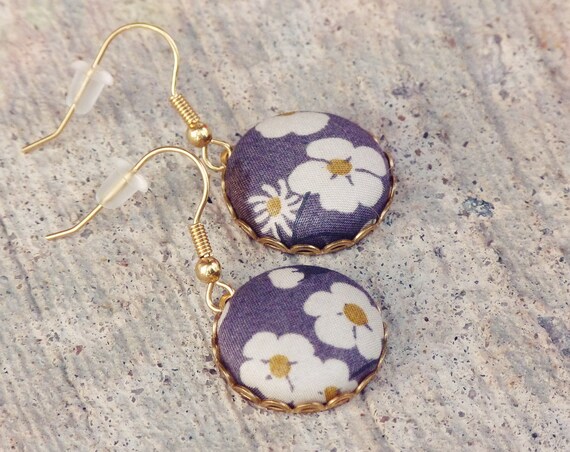 Liberty earrings, Grey earrings, Fall earrings, Flower earrings, Liberty jewelry, Fall trends, Gift under 30, Gray earrings, Boho earrings