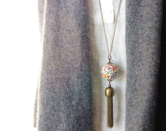 Liberty necklace, Tassel necklace, Boho necklace, Boho chic jewelry, Pendant necklace, Big tassel necklace, Long necklace, Liberty jewelry,