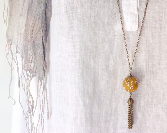 Liberty necklace, Tassel necklace, Boho necklace, Boho chic, Pendant necklace, Boho jewelry, Yellow necklace, Liberty jewelry,