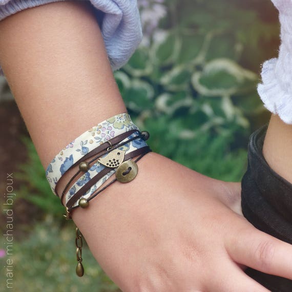Liberty bracelet, Wrap bracelet, Double wrap bracelet, Cuff bracelet, Liberty jewelry, Blue bracelet, Boho bracelet, Free shipping