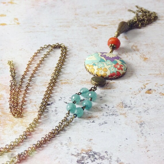 Liberty necklace, Tassel necklace, Long boho necklace, Liberty jewelry, Long tassel necklace, Free shipping Canada, Boho jewelry, Liberty