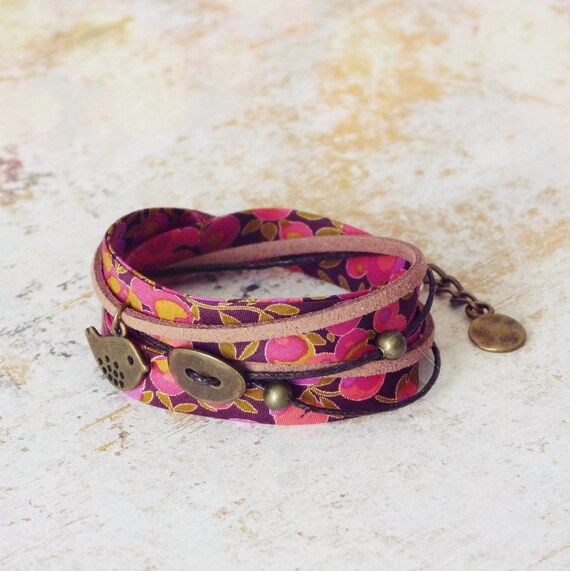 Liberty bracelet, Wrap bracelet, Double wrap bracelet, Cuff bracelet, Liberty jewelry, Vegan leather, Boho bracelet, Free shipping