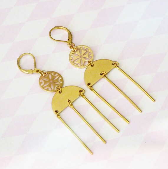 Dangle earrings, Trendy earrings, Boho earrings, Boho jewelry, Boho chic earrings, Golden earrings, Modern jewelry, Holiday gifts,