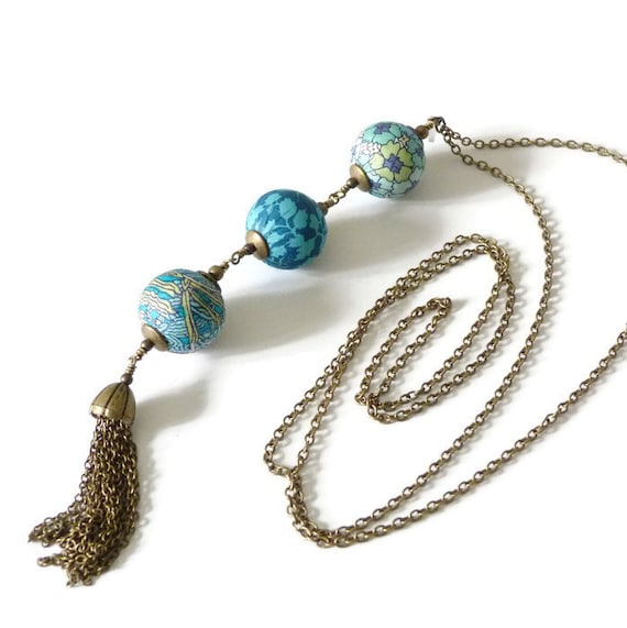 Liberty necklace, Tassel necklace, Long boho necklace, Liberty jewelry, Fall jewelry, Liberty necklace, Free shipping, Turquoise necklace
