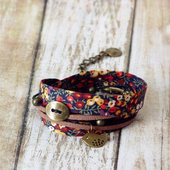 Liberty bracelet, Wrap bracelet, Double wrap bracelet, Cuff bracelet, Liberty jewelry, Colorful bracelet, Boho bracelet, Vegan jewelry