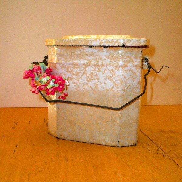 Antique  French Grainiteware Enamel Lunch Pail