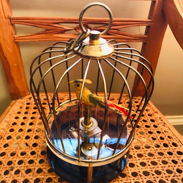 Bird in a Cage, Music Box, Made in Japan, Vintage Singing Bird, Collectible, Unique, Rare, by VintageReinvented