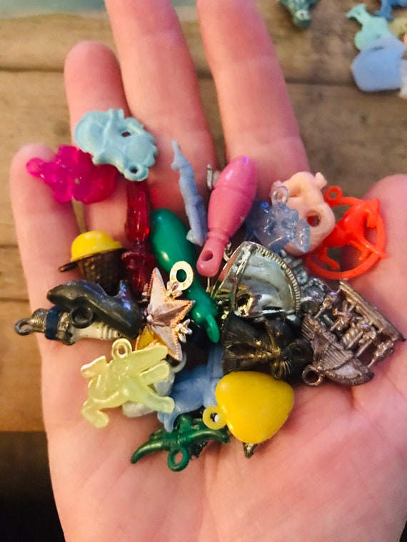 Vintage Cracker Jacks Charms Plastic Loops Set of 8 Toy Etsy
